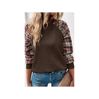 Azura Exchange Plaid Raglan Sleeve Sweatshirt - S