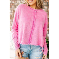 Azura Exchange High Low Raw Edge Sweatshirt - S