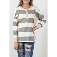 Multicolor Striped Colorblock Patchwork Sweatshirt - XL