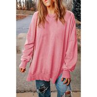 Azura Exchange Oversized Ribbed Trim Sweatshirt - M