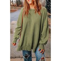 Azura Exchange Oversized Ribbed Trim Sweatshirt - M