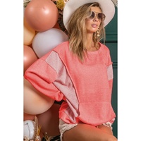 Contrast Patchwork Kangaroo Pocket Sweatshirt - L