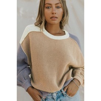 Multicolor Color Block Patchwork Baggy Sweater - XL