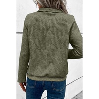 Laurel Green Textured Knit Buttoned Kangaroo Pocket Sweatshirt - M