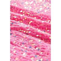 Bonbon Sequin Patchwork High Low Hem Henley Sweatshirt - L