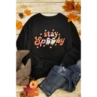 Black Halloween stay Spooky Graphic Sweatshirt - L