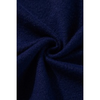 Navy Blue Solid Color Fleece Lined Zip up Hoodie - 2XL