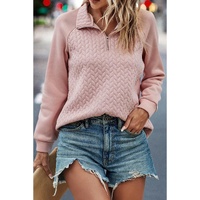 Pale Chestnut Textured Quarter Zip Raglan Sleeve Sweatshirt - S