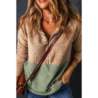 Smoke Gray Two Tones Color Block Half Zip Fleece Sweatshirt - L