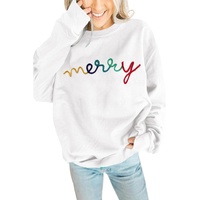 White MERRY Graphic Pullover Sweatshirt - L