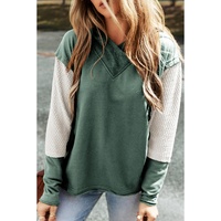 Mist Green Contrast Sleeves Patchwork Colorblock Hoodie - L