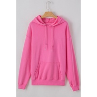 Bonbon Fleece Lined Kangaroo Pocket Drawstring Chunky Hoodie - 2XL