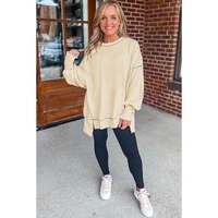 Contrast Stitching Split Baggy Sweatshirt - L