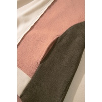 Beige Oversized Color Block Patchwork High Low Hoodie - XL