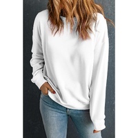 Beige Solid Classic Crewneck Pullover Sweatshirt - 2XL