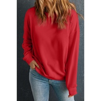 Red Solid Classic Crewneck Pullover Sweatshirt - 2XL