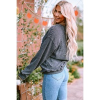 Gray Sequin St Patrick Clover Patch Corded Sweatshirt - S