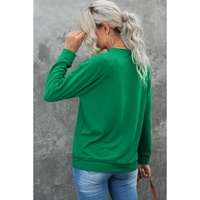 Green Solid Round Neck Raglan Sleeve Sweatshirt - S