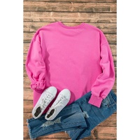Bonbon Solid Fleece Lined Drop Shoulder High Low Sweatshirt - 2XL