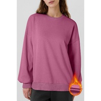 Valerian Solid Fleece Lined Drop Shoulder High Low Sweatshirt - 2XL