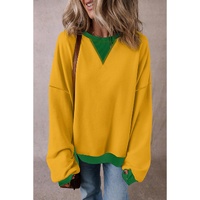 Ginger Color Block Patch Drop Shoulder Oversized Sweatshirt - 2XL