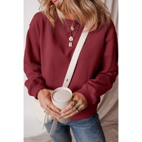 Burgundy Solid Fleece Lined Drop Shoulder Terry Sweatshirt - L
