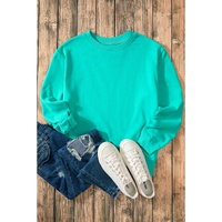 Aruba Blue Solid Fleece Lined Drop Shoulder Terry Sweatshirt - L