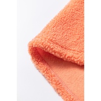 Orange Colorblock Half Zipper Stand Neck Sherpa Sweatshirt - L