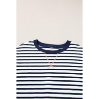 White Stripe Color Block Exposed Seam Loose Fit Sweatshirt - L