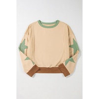 Parchment Star Patchwork Exposed Seam Oversized Sweatshirt - L