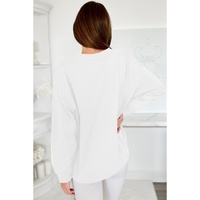 White Tinsel Game Day Drop Shoulder Graphic Sweatshirt - L