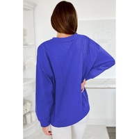 Dark Blue Tinsel Game Day Drop Shoulder Graphic Sweatshirt - M