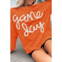 Russet Orange Tinsel Game Day Drop Shoulder Graphic Sweatshirt - L