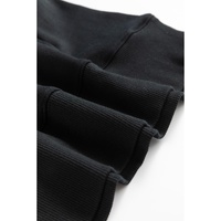 Black Drop Shoulder Crisscross Stitching Pocketed Loose Sweatshirt - XL