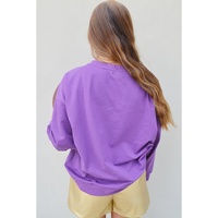 Tillandsia Purple GAME DAY Rugby Chenille Embroidered Pullover Sweatshirt - XL