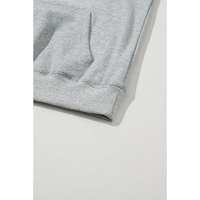 Light Grey Solid Color Fleece Lined Drawstring Hoodie with Pocket - 2XL
