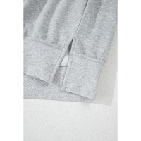 Gray Half Zipper Collared Drop Shoulder Side Slits Sweatshirt - M