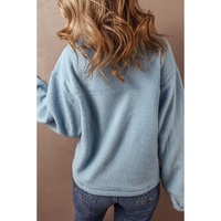 Myosotis Collared Zipper Drop Shoulder Fleece Sweatshirt - L