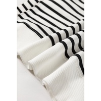 Black Stripe Raglan Sleeve Side Slits Loose Sweatshirt - L