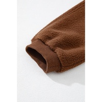 Brown Half Zip Fleece Pullover Sweatshirt - L