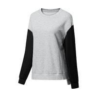 Gray Two Tone Patchwork Drop Shoulder Pullover Sweatshirt - M