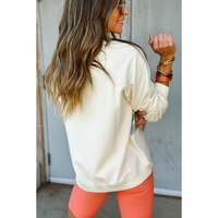 Apricot Rainbow Colorblock Striped Pullover Sweatshirt - XL