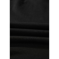 Black Solid O Neck High Low Hem Pullover Sweatshirt - M