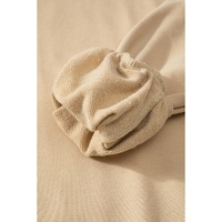 Parchment Solid O Neck High Low Hem Pullover Sweatshirt - L