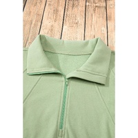 Smoke Green Quarter Zip Stand Neck Kangaroo Pocket Sweatshirt - L