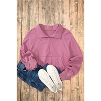 Valerian Quarter Zip Stand Neck Kangaroo Pocket Sweatshirt - L