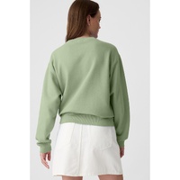 Smoke Green Plain Drop Shoulder Crewneck Pullover Sweatshirt - L
