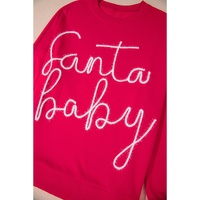 Fiery Red Christmas Santa Baby Tinsel Graphic Sweatshirt - M
