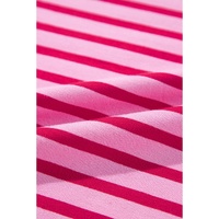 Sachet Pink Striped Print Crew Neck Drop Shoulder Sweatshirt - L