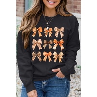 Black Thanksgiving Spice Bowknot Graphic Sweatshirt - XL